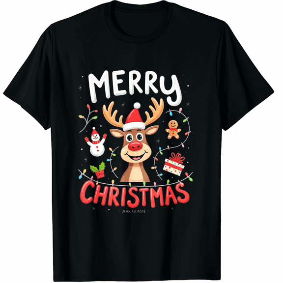 Merry Christmas Reindeer Xmas Family Men Women T-Shirt