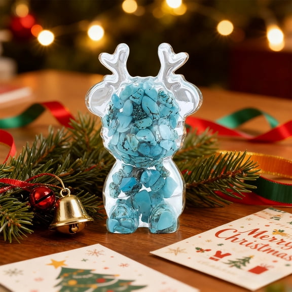 Merry Christmas! Resin Christmas Deer Desktop Ornaments - 3D Style with Crystal Chips, Fits TV Cabinets, Coffee Tables & Bookcases, Great Christmas Decoration & Holiday Gift