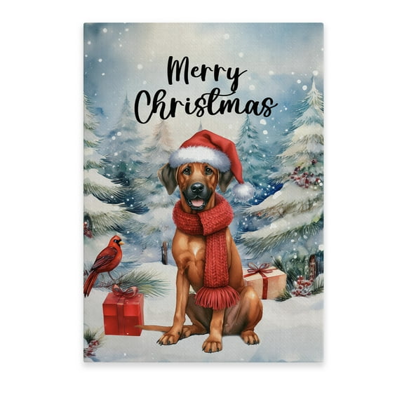 Merry Christmas Rhodesian Ridgeback Enjoys Woofmas Winter Xmas Holiday Vertical Matte Canvas Poster Ridgebacks Dog Lover Gifts Wall Art Home Decor - 02022