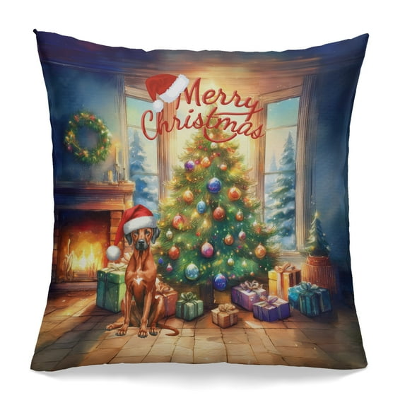 Merry Christmas Rhodesian Ridgeback Santa Hat Xmas Tree Winter Holiday Pillowcase Double Sided Ridgebacks Dog Lover Gifts Pillow Case Covers - 01013