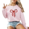 thumbnail image 1 of Merry Christmas Ribbon Sweatshirt Women Xmas Season Long Sleeve Graphic Shirts Cozy Weather Lover Pullover Tops, 1 of 4