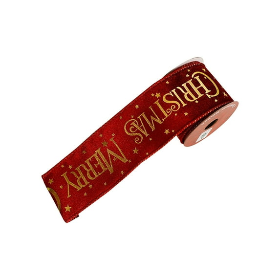 Merry Christmas Ribbons, 2.5 inch Width Christmas Ribbons for Crafting, Christmas Gift Ribbon, Winter Holiday Craft Ribbons for Christmas Party Decor Sewing DIY Crafts Gift Wrapping, 108inch