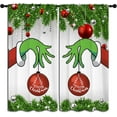 thumbnail image 1 of Merry Christmas Rod Pocket Blackout Curtains for Boy Girl Bedroom, Xmas Traditional Winter Fir Twigs and Red Balls Light Filtering Window Drapes for Living Room Home Privacy, 84x63 inch, 1 of 6