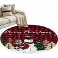 thumbnail image 1 of Merry Christmas Round Area&nbsp;Rug 3ft Snowman Xmas Tree Red Buffalo Plaid Non-Slip&nbsp;Washable Circle Rugs Soft Felt Indoor Floor Mat for Bedroom Kitchen Living Room Bathroom, 1 of 9
