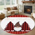 thumbnail image 1 of Merry Christmas Round Rug 5ft Washable Circle Kitchen Rugs Non Slip Gnomes Red Xmas Tree Buffalo Plaid Large Area Rug Indoor Floor Carpet for Bedroom Living Room Home Office Dining Room Nursery, 1 of 8