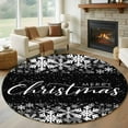 thumbnail image 1 of Merry Christmas Round Rug 5ft Washable Circle Kitchen Rugs Non Slip Winter Snowflake Xmas Aesthetic Black Large Area Rug Indoor Floor Carpet for Bedroom Living Room Home Office Dining Room Nursery, 1 of 8