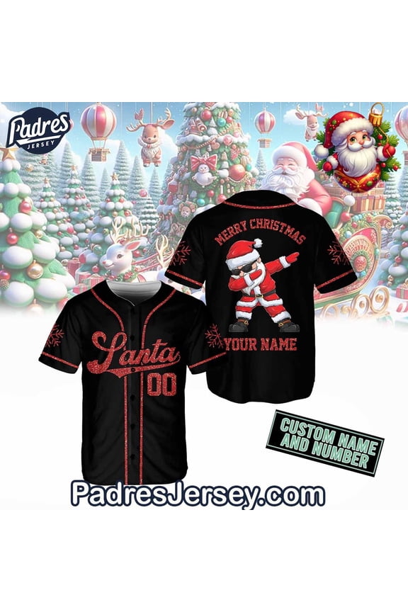 Merry Christmas Santa Baseball Jersey Outfit - Custom Name