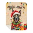 thumbnail image 1 of Merry Christmas Santa Belgian Malinois Scarf Twinkling Lights Xmas Holiday Cozy Sherpa Blanket Sheepdog Dog Lover Gifts Warm Soft Throw Blanket - 00022, 1 of 5