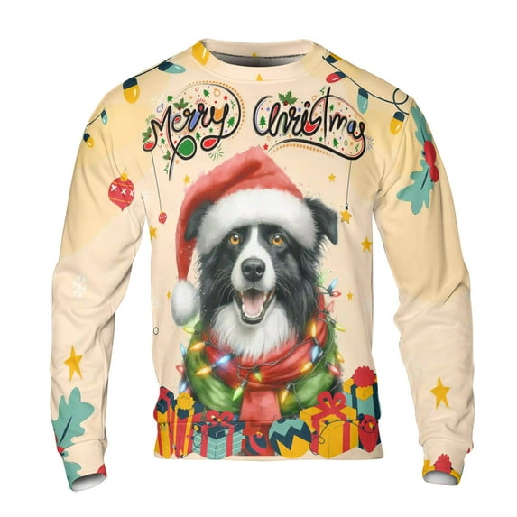 Merry Christmas Santa Border Collie Scarf Twinkling Lights Xmas Holiday All Over Print 3D Sweatshirt Unisex Merch Borders Dog Lovers Gifts Idea - 00022