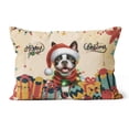 thumbnail image 1 of Merry Christmas Santa Boston Terrier Scarf Twinkling Lights Xmas Holiday Pillow Cushion Double Sided Gentleman Dog Lover Gifts Throw Pillow - 00022, 1 of 4