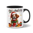 thumbnail image 1 of Merry Christmas Santa Brittany Spaniel Scarf Twinkling Lights Xmas Holiday 11oz Accent Two-tone Mug Brittany Dog Lover Gifts Idea Coffee Tea Cup - 00022, 1 of 5