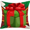 thumbnail image 1 of Merry Christmas Santa Claus Gifts Throw Pillow Covers Red Green Holly Leaves Bowknot Square Decorative Pillow Cases Cushion Cover Home Outdoor Decorations Sofa Cotton Linen 20x20 Inch, 1 of 6