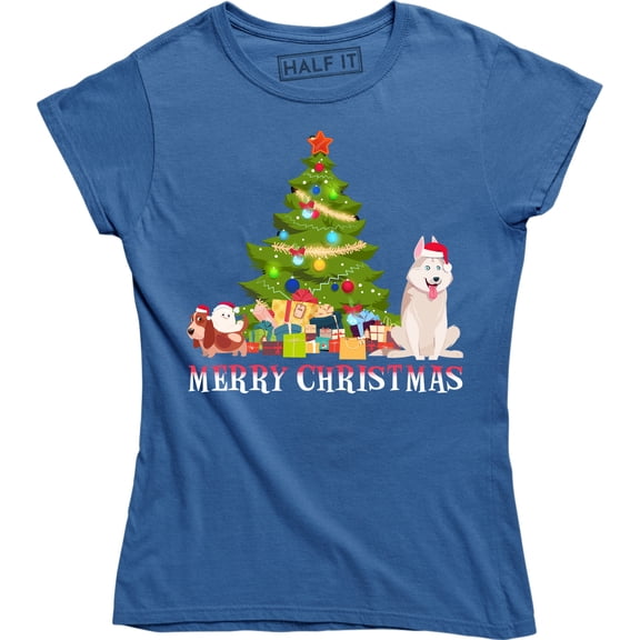 Merry Christmas Santa Claus Riding A Dog Funny Xmas Holiday T-Shirt