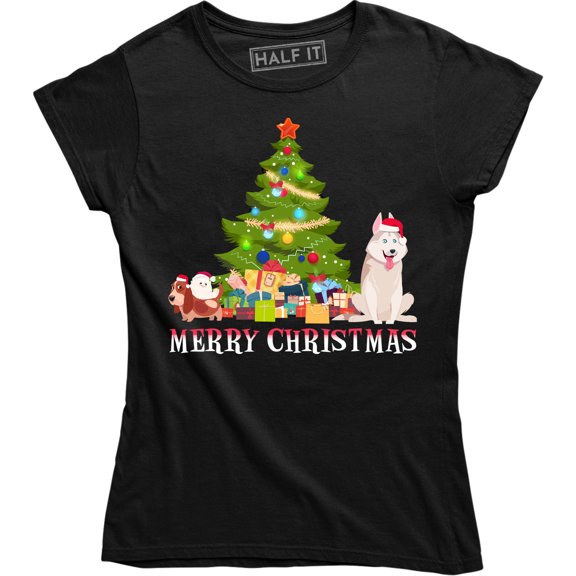 Merry Christmas Santa Claus Riding A Dog Funny Xmas Holiday T-Shirt