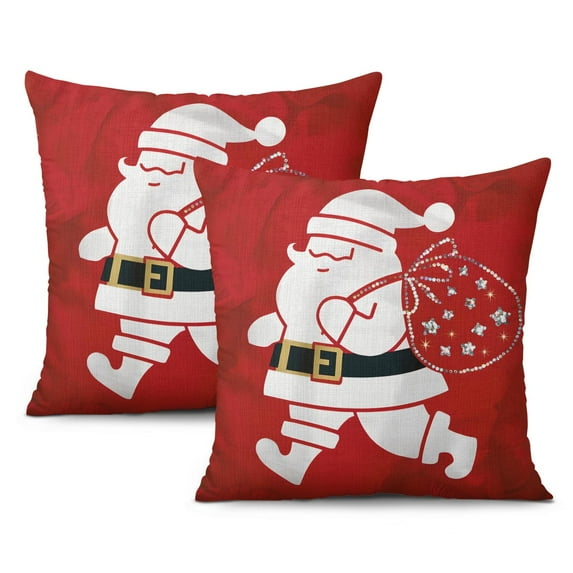 Merry Christmas Santa Claus Tree Throw Pillow Case Beautiful Throw Pillow Case 18 x18 Inches Set of 2 Vintage Pillow Cover for Couch Sofa Bed Farmhouse