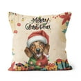 thumbnail image 1 of Merry Christmas Santa Dachshund Scarf Twinkling Lights Xmas Holiday Pillow Cushion Double Sided Wiener Dog Lover Gifts Idea Throw Pillow - 00022, 1 of 4