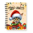 thumbnail image 1 of Merry Christmas Santa Devon Rex Scarf Twinkling Lights Xmas Holiday Spiral Bound Journal Cat Lover Kitten Owner Gifts 5x7in Spiral Notebook - 00022, 1 of 5