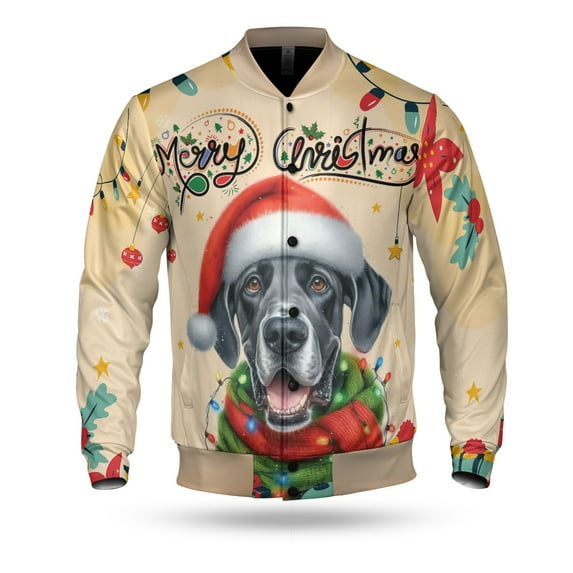 Merry Christmas Santa Great Dane Scarf Twinkling Lights Xmas Holiday All Over Print 3D Baseball Jacket Danes Dog Lover Gifts Bomber Jacket Softball - 00022