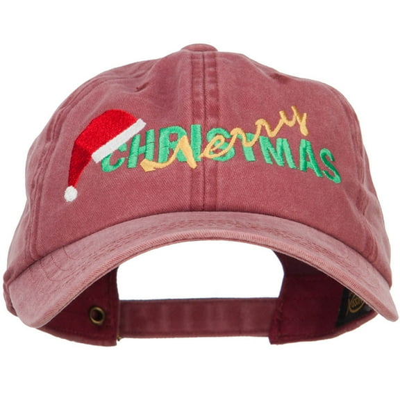 Merry Christmas Santa Hat Embroidered Unstructured Cap - Wine OSFM