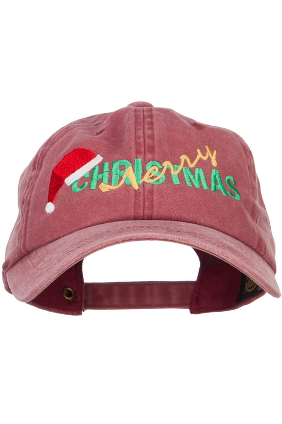 Merry Christmas Santa Hat Embroidered Unstructured Cap - Wine OSFM