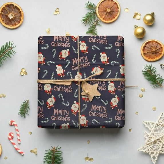 Merry Christmas Santa Hat Pattern Wrapping Paper For Festival Parties Wedding Birthday Xmas Wrap Pack Of 5 19x27.5 Multicolor/ Christmas wrapping paper purple blue Santa Claus
