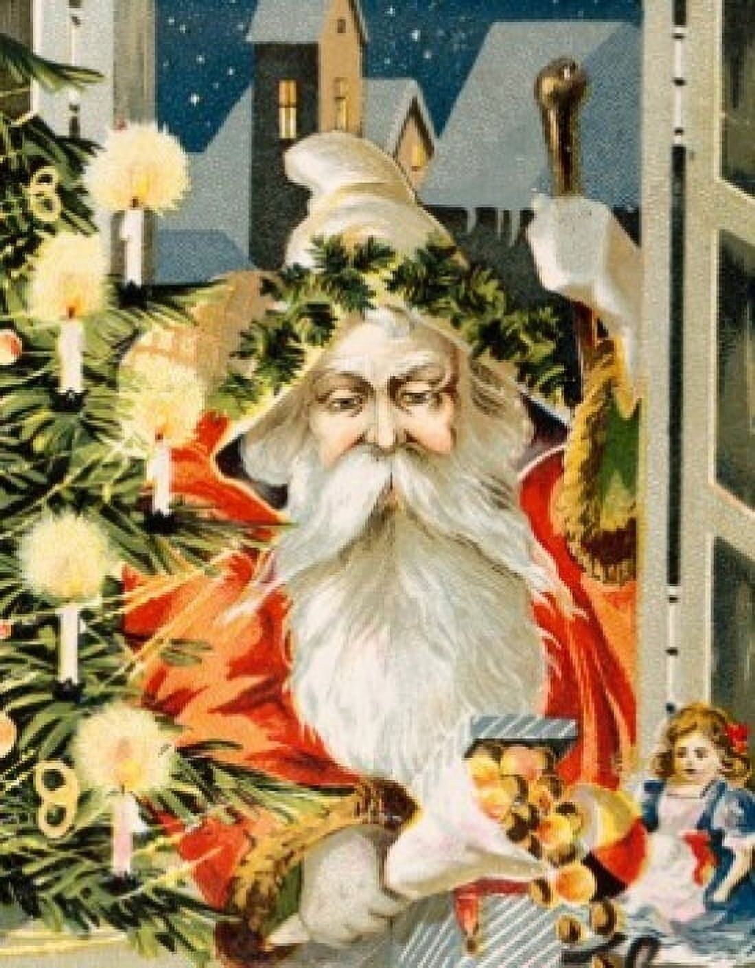 Merry Christmas Santa In Window Nostalgia Cards Canvas Art - (24 x 36)