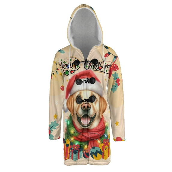 Merry Christmas Santa Labrador Retriever Scarf Twinkling Lights Xmas Holiday All Over Print 3D Hooded Duffle Toggle Coat Lab Dog Lover Gifts - 00022