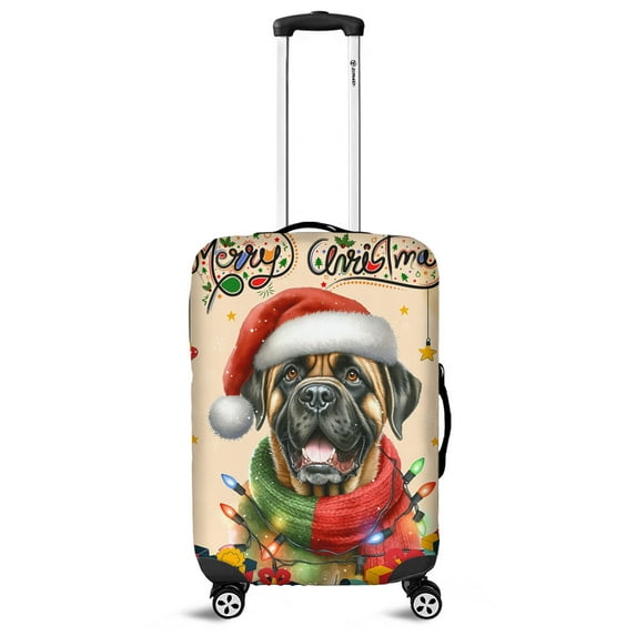 Merry Christmas Santa Mastiff Scarf Twinkling Lights Xmas Holiday Travel Luggage Cover Mastiffs Dog Lover Gifts Idea Suitcase Dust Protective Decor - 00022