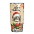 thumbnail image 1 of Merry Christmas Santa Ragdoll Scarf Twinkling Lights Xmas Holiday 20oz Stainless Steel Tumbler Insulated Cup with Lid Cat Lover Kitten Owner Gifts Idea - 00022, 1 of 5
