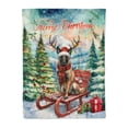 thumbnail image 1 of Merry Christmas Santa Reindeer Antlers Belgian Malinois Sleigh Xmas Winter Holiday Cozy Fleece Blanket Sheepdog Dog Lover Gifts Warm Soft Throw Blanket - 00023, 1 of 5