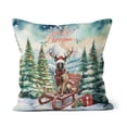 thumbnail image 1 of Merry Christmas Santa Reindeer Antlers Belgian Malinois Sleigh Xmas Winter Holiday Pillow Cushion Double Sided Sheepdog Dog Lover Gifts Throw Pillow - 00023, 1 of 4