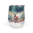 thumbnail image 1 of Merry Christmas Santa Reindeer Antlers Boxer Sleigh Xmas Winter Holiday 12oz Stainless Steel Wine Tumbler Insulated Cup with Lid Boxers Dog Lover Gifts Idea - 00023, 1 of 5