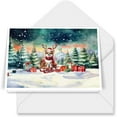 thumbnail image 1 of Merry Christmas Santa Reindeer Antlers Chihuahua Sleigh Xmas Winter Holiday 7x5in Folded Greeting Card Dog Lover Gifts Idea Single Note Card with Envelope - 00023, 1 of 5