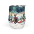 thumbnail image 1 of Merry Christmas Santa Reindeer Antlers Doberman Pinscher Sleigh Xmas Winter Holiday 12oz Stainless Steel Wine Tumbler Insulated Cup with Lid Doberman Dog Lover Gifts - 00023, 1 of 5