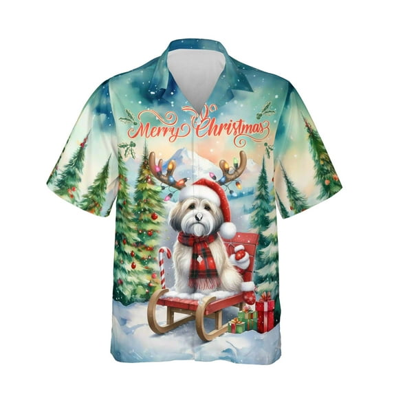 Merry Christmas Santa Reindeer Antlers Havanese Sleigh Xmas Winter Holiday Hawaiian Shirt Breathable Summer Unisex Merch Havanese Dog Lover Gifts Idea - 00023