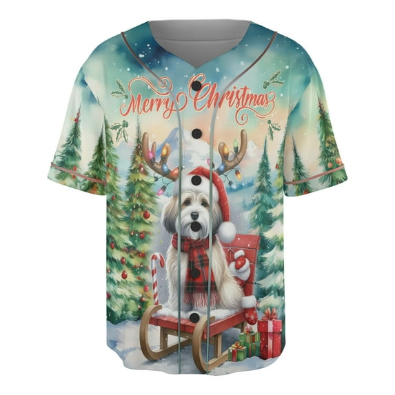 Merry Christmas Santa Reindeer Antlers Havanese Sleigh Xmas Winter Holiday All Over Print 3D Baseball Shirt Havanese Dog Lover Gifts Idea Softball Sport - 00023