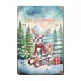 thumbnail image 1 of Merry Christmas Santa Reindeer Antlers Manx Sleigh Xmas Winter Holiday Vertical Metal Aluminum Sign Cat Lover Kitten Owner Gifts Wall Art Home Decor - 00023, 1 of 5