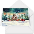 thumbnail image 1 of Merry Christmas Santa Reindeer Antlers Miniature American Shepherd Sleigh Xmas Winter Holiday 7x5in Folded Greeting Card MAS Dog Lover Gifts Single Note Card with Envelope - 00023, 1 of 5