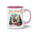 thumbnail image 1 of Merry Christmas Santa Reindeer Antlers Schnauzer Sleigh Xmas Winter Holiday 11oz Accent Two-tone Mug Miniature Schnauzer Dog Lover Coffee Tea Cup - 00023, 1 of 5