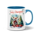 thumbnail image 1 of Merry Christmas Santa Reindeer Antlers Scottish Fold Sleigh Xmas Winter Holiday 11oz Accent Two-tone Mug Cat Lover Kitten Owner Gifts Coffee Tea Cup - 00023, 1 of 5