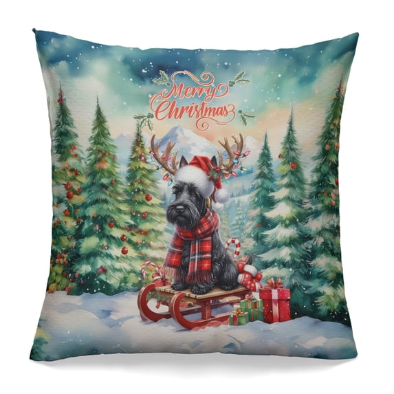 Merry Christmas Santa Reindeer Antlers Scottish Terrier Sleigh Xmas Winter Holiday Pillowcase Double Sided Scottie Dog Lover Gifts Pillow Case Covers - 00023