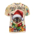 thumbnail image 1 of Merry Christmas Santa Siamese Scarf Twinkling Lights Xmas Holiday All Over Print 3D Shirt Unisex Merch Cat Lover Kitten Owner Gifts - 00022, 1 of 6