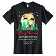Merry Christmas Santa Sleigh Moon Pine Trees Black TShirt Happy New