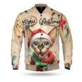 thumbnail image 1 of Merry Christmas Santa Sphynx Scarf Twinkling Lights Xmas Holiday All Over Print 3D Baseball Jacket Cat Lover Kitten Owner Gifts Idea Bomber Jacket Softball - 00022, 1 of 6