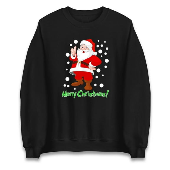 Merry Christmas Santa Sweatshirt, Cheeky Funny Ugly Xmas Jumper BLACK