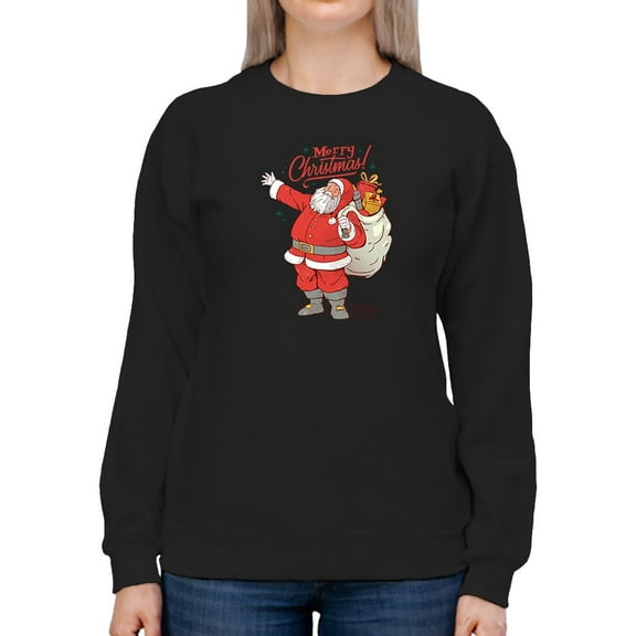 Merry Christmas Santa Sweatshirt Women -Smartprints Designs, Female 3X-Large