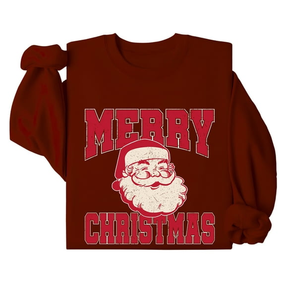 Merry Christmas Santa Sweetshirt Vintage Santa Christmas Sweatshirt Xmas Holiday Retro Long Sleeve Shirts
