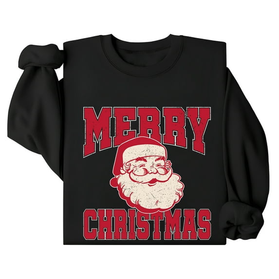 Merry Christmas Santa Sweetshirt Vintage Santa Christmas Sweatshirt Xmas Holiday Retro Long Sleeve Shirts