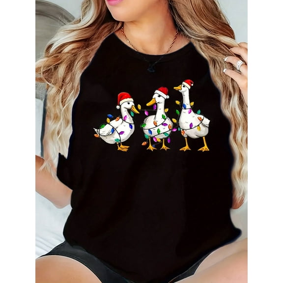 Merry Christmas Santa's Favorite Christmas Tree-Themed Tops For Women, Casual Short-Sleeved, Versatile T-Shirt For All Seasons 220g