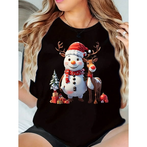 Merry Christmas Santa's Favorite Christmas Tree-Themed Tops For Women, Casual Short-Sleeved, Versatile T-Shirt For All Seasons 220g